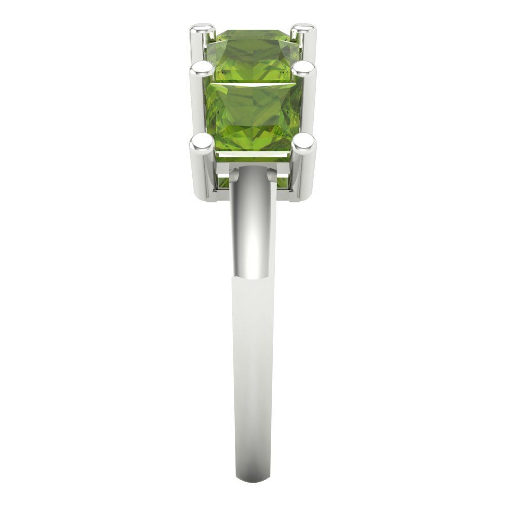 2.5 cttw Natural Peridot Princess Cut White Gold Eternity Wedding Band