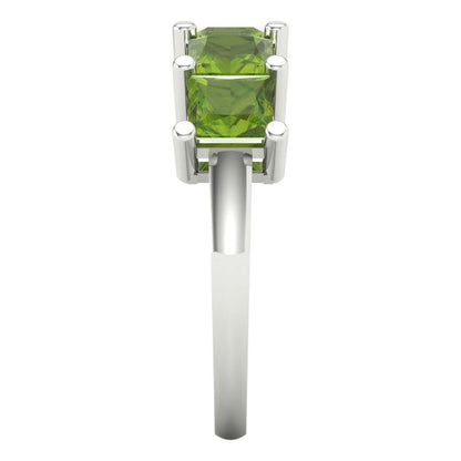 2.5 cttw Natural Peridot Princess Cut White Gold Eternity Wedding Band