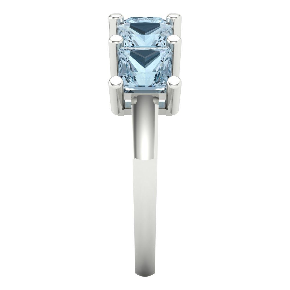 2.5 cttw Natural Swiss Blue Topaz Princess Cut White Gold Eternity Wedding Band