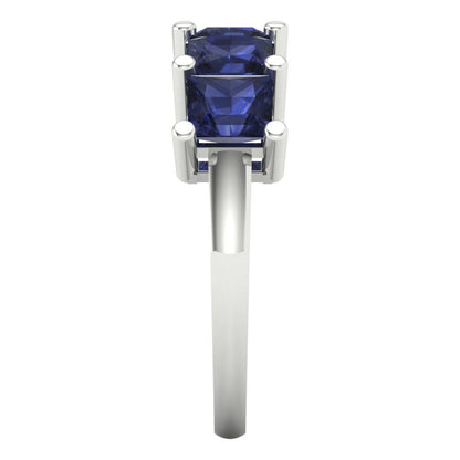 2.5 cttw Simulated Blue Sapphire Princess Cut White Gold Eternity Wedding Band