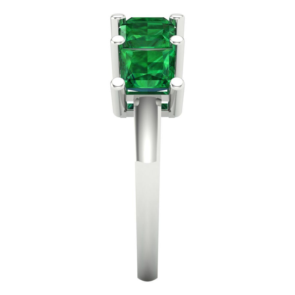 2.5 cttw Simulated Emerald Princess Cut White Gold Eternity Wedding Band