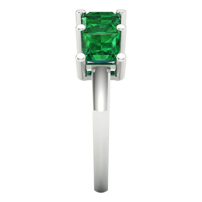 2.5 cttw Simulated Emerald Princess Cut White Gold Eternity Wedding Band