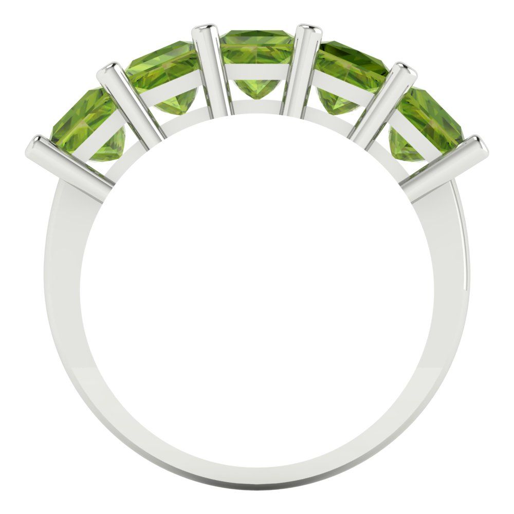 2.5 cttw Natural Peridot Princess Cut White Gold Eternity Wedding Band