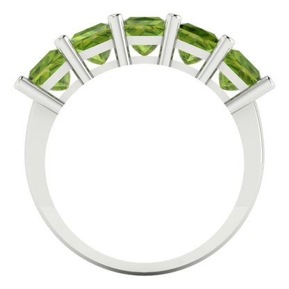 2.5 cttw Natural Peridot Princess Cut White Gold Eternity Wedding Band