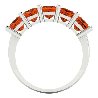 2.5 cttw Simulated Red Diamond Princess Cut White Gold Eternity Wedding Band
