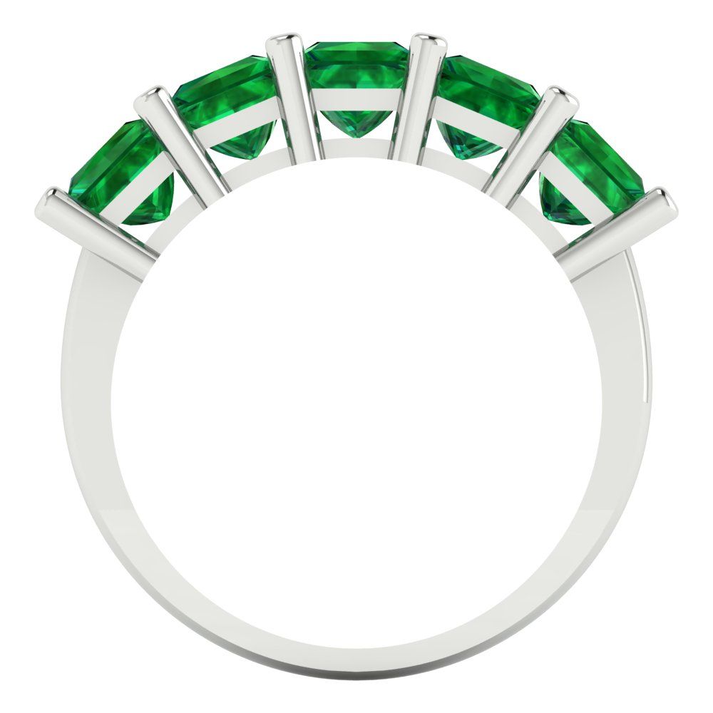 2.5 cttw Simulated Emerald Princess Cut White Gold Eternity Wedding Band