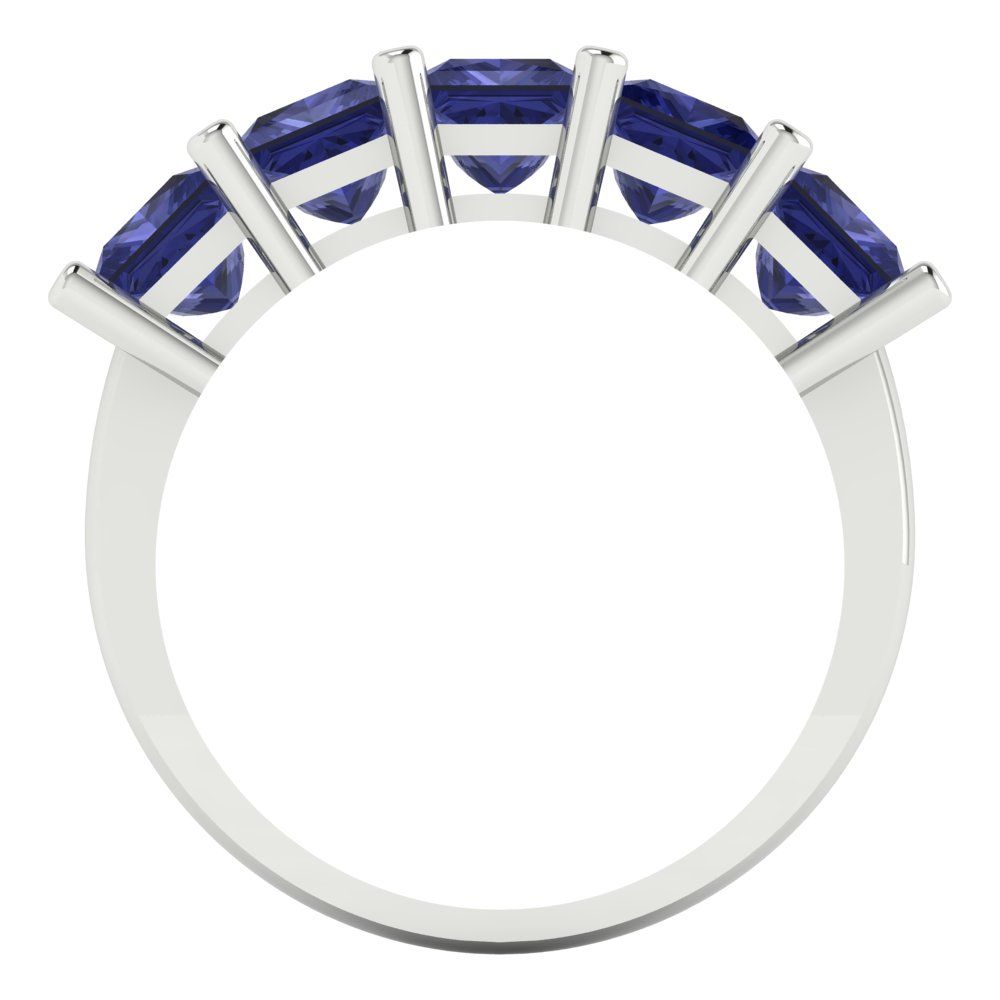 2.5 cttw Simulated Tanzanite Princess Cut White Gold Eternity Wedding Band