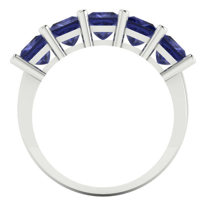 2.5 cttw Simulated Tanzanite Princess Cut White Gold Eternity Wedding Band