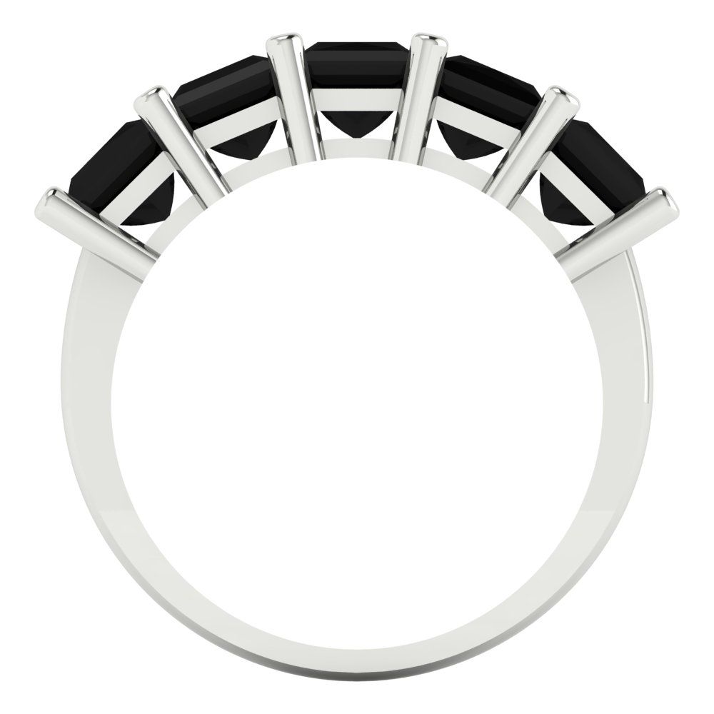 2.5 cttw Natural Onyx Princess Cut White Gold Eternity Wedding Band