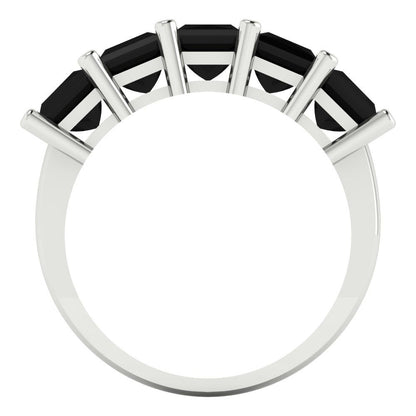 2.5 cttw Natural Onyx Princess Cut White Gold Eternity Wedding Band