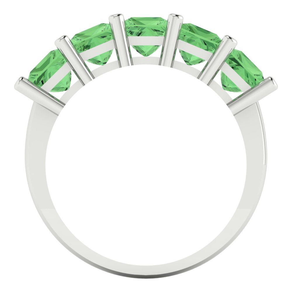 2.5 cttw Simulated Green Diamond Princess Cut White Gold Eternity Wedding Band