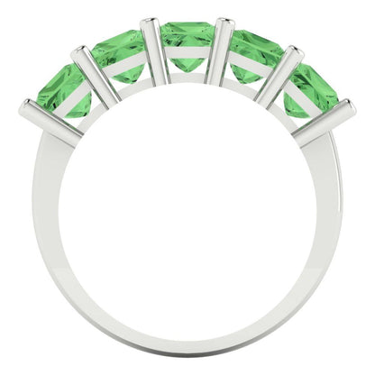 2.5 cttw Simulated Green Diamond Princess Cut White Gold Eternity Wedding Band