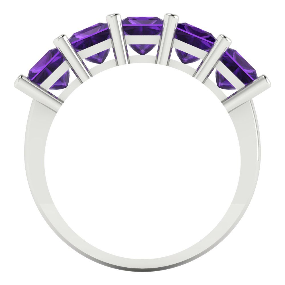 2.5 cttw Natural Amethyst Princess Cut White Gold Eternity Wedding Band