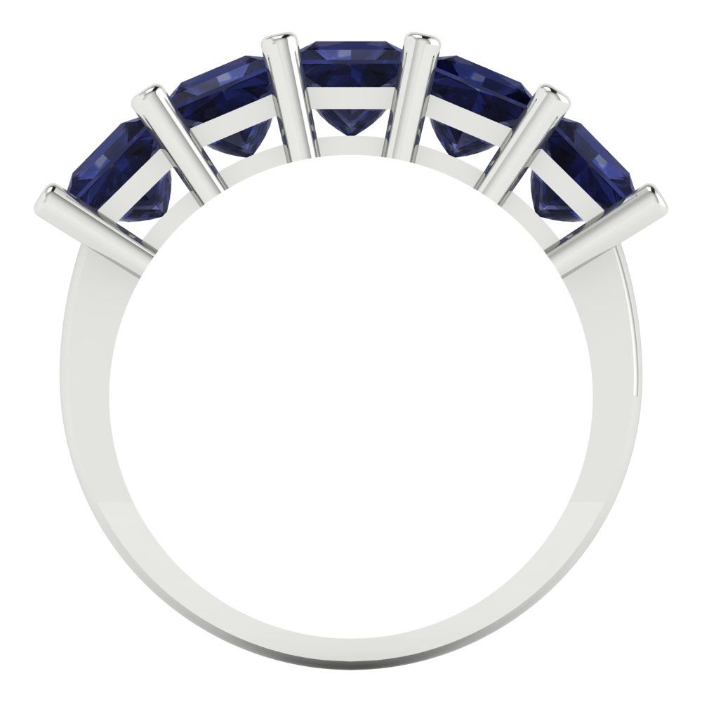2.5 cttw Simulated Blue Sapphire Princess Cut White Gold Eternity Wedding Band
