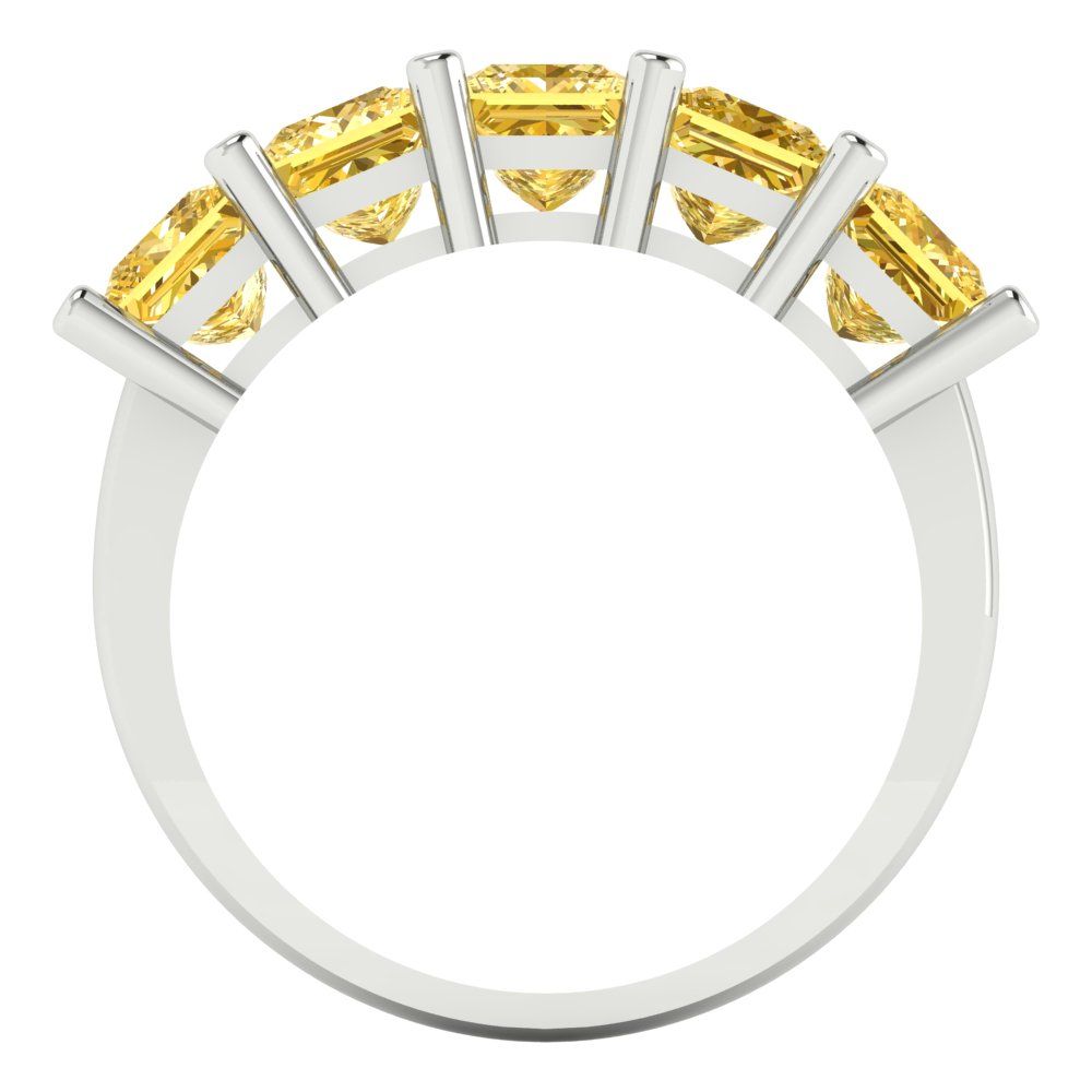2.5 cttw Simulated Yellow Diamond Princess Cut White Gold Eternity Wedding Band