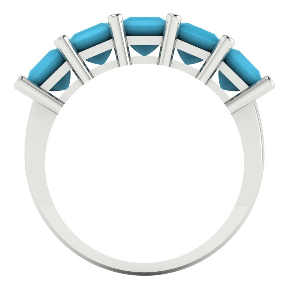 2.5 cttw Simulated Turquoise Princess Cut White Gold Eternity Wedding Band