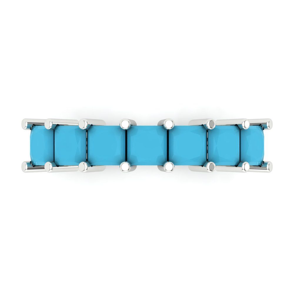 1.75 cttw Simulated Turquoise Princess Cut White Gold Eternity Wedding Band
