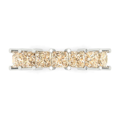 1.75 cttw Natural Morganite Princess Cut White Gold Eternity Wedding Band