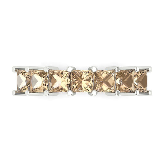 1.75 cttw Yellow Moissanite Princess Cut White Gold Eternity Wedding Band
