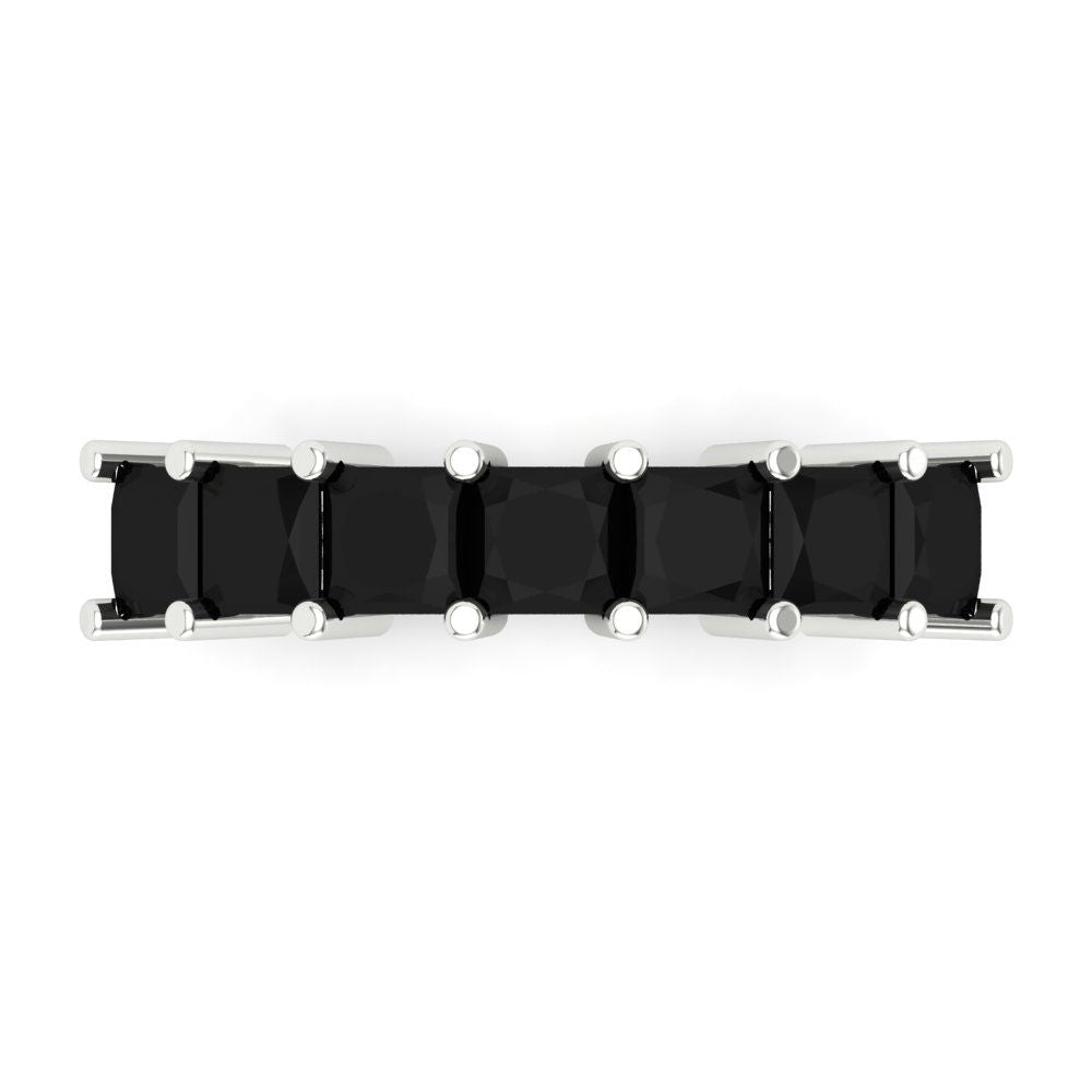 1.75 cttw Natural Onyx Princess Cut White Gold Eternity Wedding Band