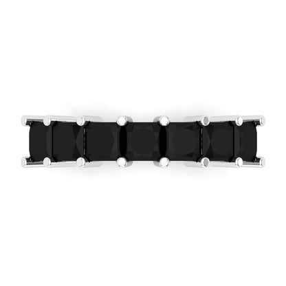 1.75 cttw Natural Onyx Princess Cut White Gold Eternity Wedding Band