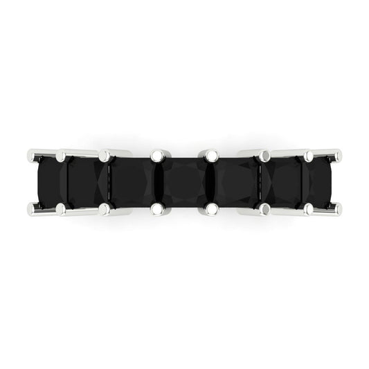 1.75 cttw Natural Onyx Princess Cut White Gold Eternity Wedding Band