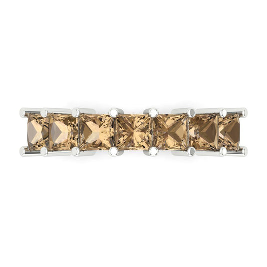 1.75 cttw Simulated Champagne Diamond Princess Cut White Gold Eternity Wedding Band