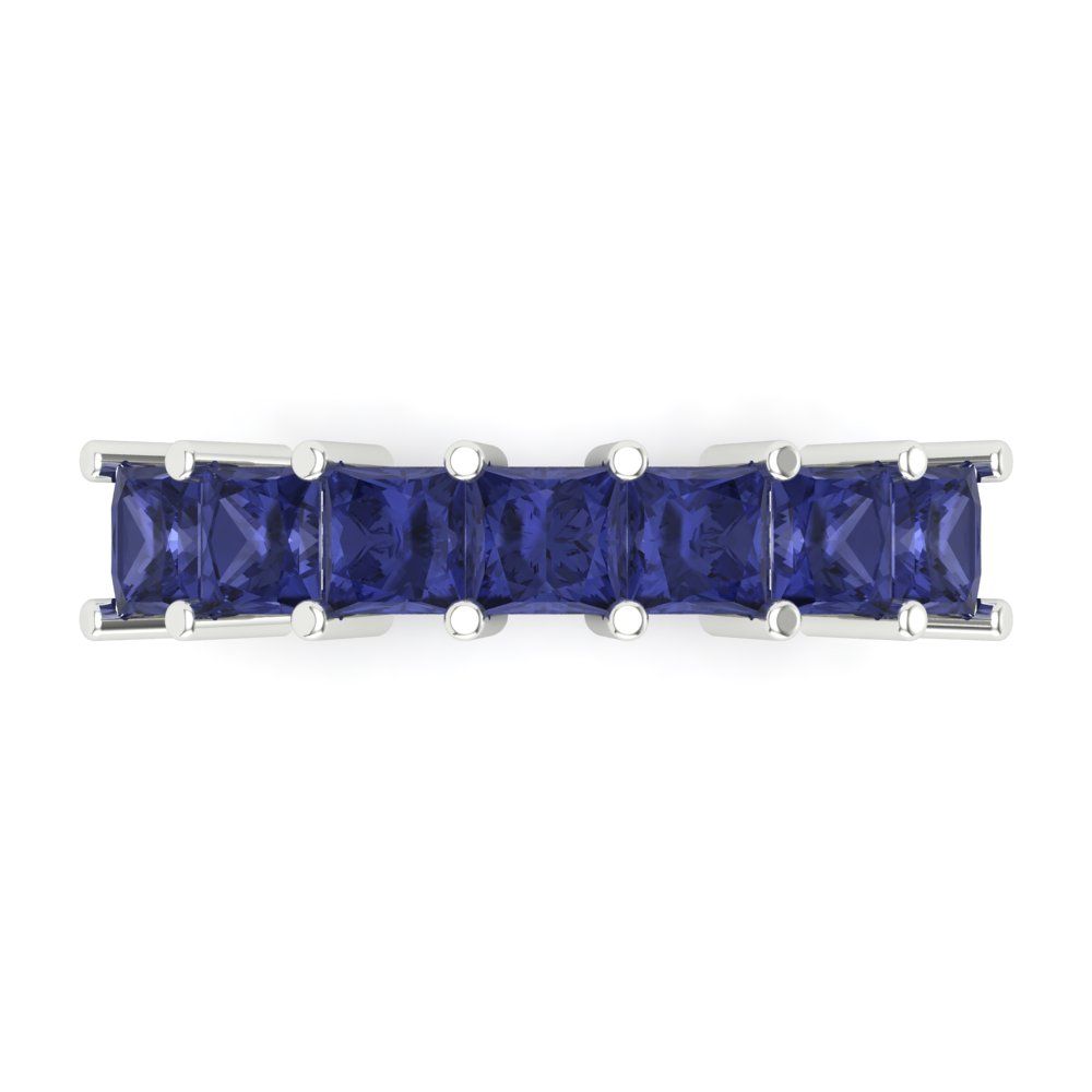1.75 cttw Simulated Tanzanite Princess Cut White Gold Eternity Wedding Band