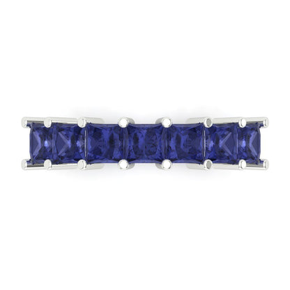 1.75 cttw Simulated Tanzanite Princess Cut White Gold Eternity Wedding Band