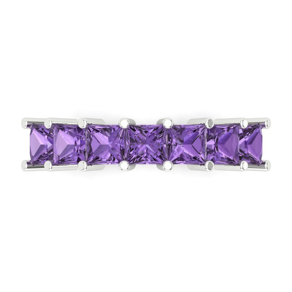1.75 cttw Simulated Alexandrite Princess Cut White Gold Eternity Wedding Band