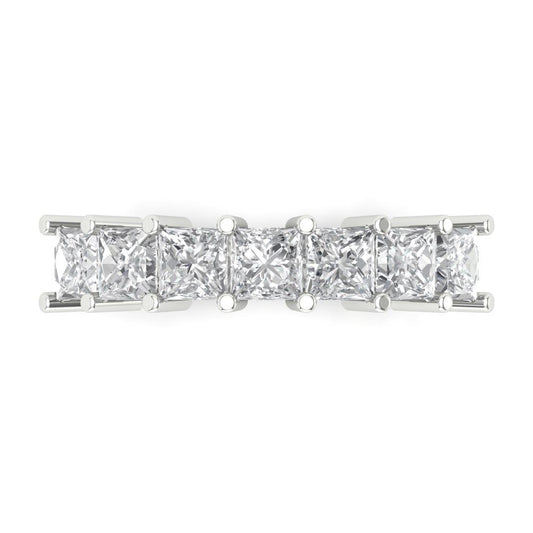 1.75 cttw White Sapphire Princess Cut White Gold Eternity Wedding Band