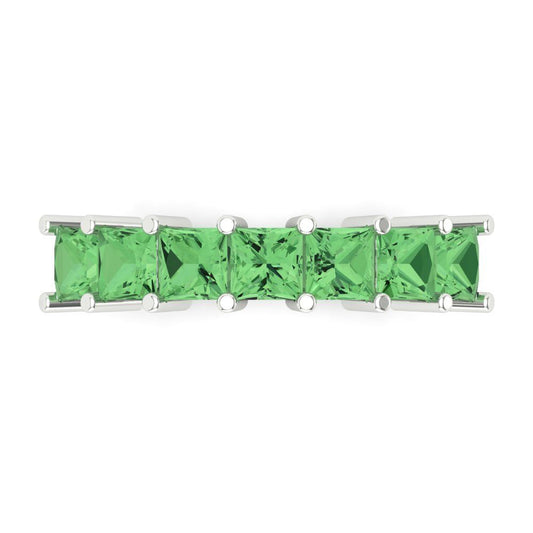 1.75 cttw Simulated Green Diamond Princess Cut White Gold Eternity Wedding Band
