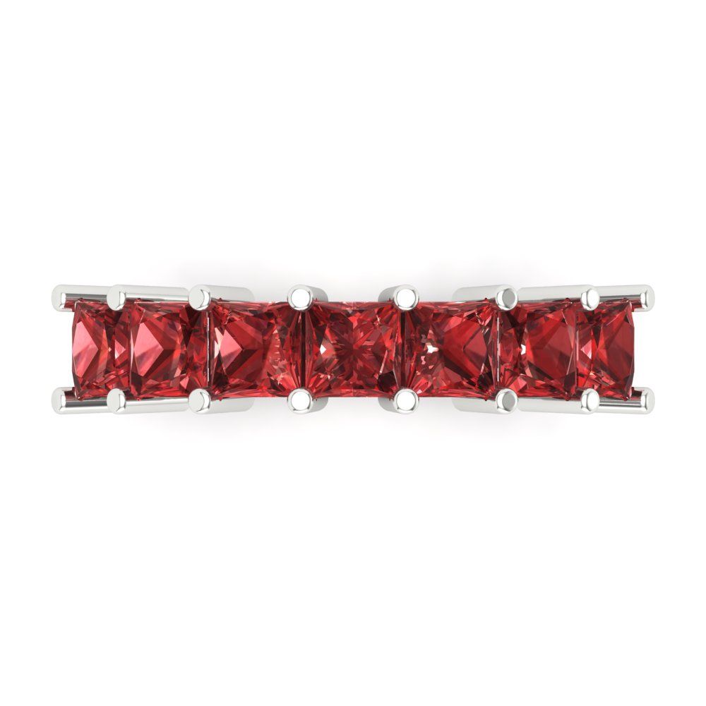 1.75 cttw Natural Garnet Princess Cut White Gold Eternity Wedding Band
