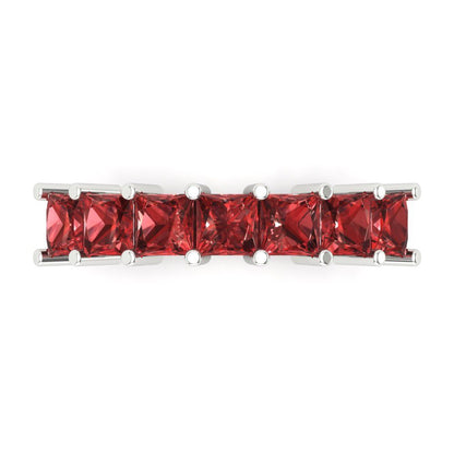1.75 cttw Natural Garnet Princess Cut White Gold Eternity Wedding Band
