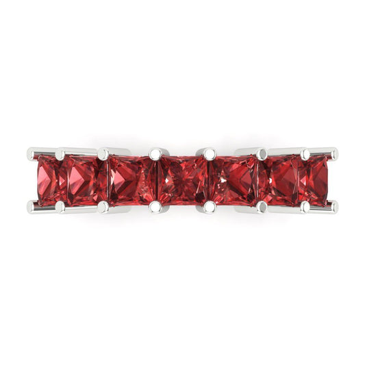 1.75 cttw Natural Garnet Princess Cut White Gold Eternity Wedding Band