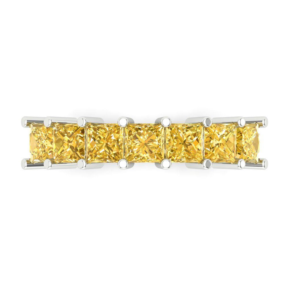 1.75 cttw Natural Citrine Princess Cut White Gold Eternity Wedding Band