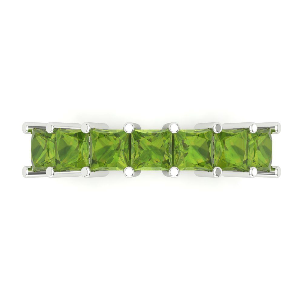 1.75 cttw Natural Peridot Princess Cut White Gold Eternity Wedding Band