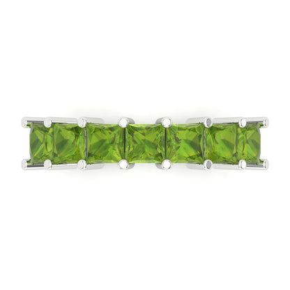 1.75 cttw Natural Peridot Princess Cut White Gold Eternity Wedding Band