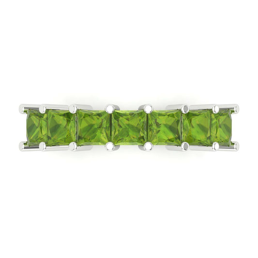 1.75 cttw Natural Peridot Princess Cut White Gold Eternity Wedding Band