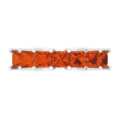 1.75 cttw Simulated Red Diamond Princess Cut White Gold Eternity Wedding Band