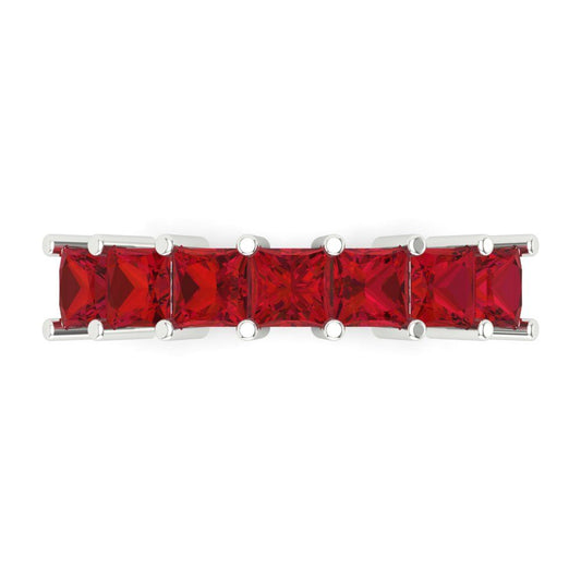 1.75 cttw Simulated Pink Tourmaline Princess Cut White Gold Eternity Wedding Band