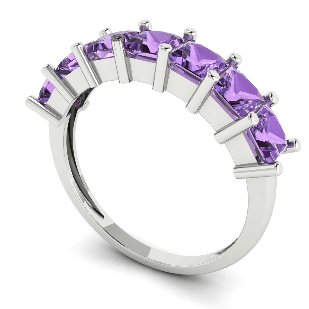 1.75 cttw Simulated Alexandrite Princess Cut White Gold Eternity Wedding Band