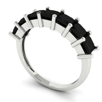 1.75 cttw Natural Onyx Princess Cut White Gold Eternity Wedding Band