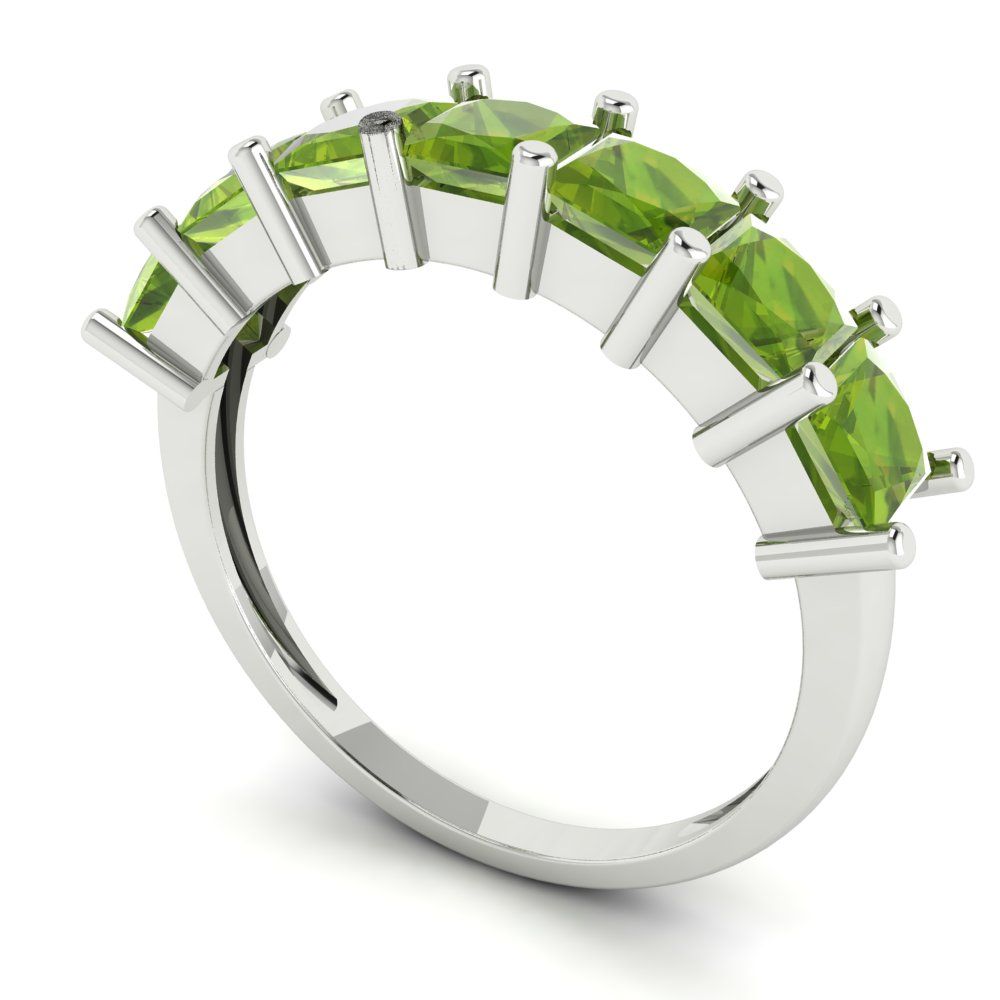 1.75 cttw Natural Peridot Princess Cut White Gold Eternity Wedding Band