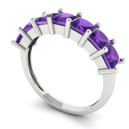 1.75 cttw Natural Amethyst Princess Cut White Gold Eternity Wedding Band