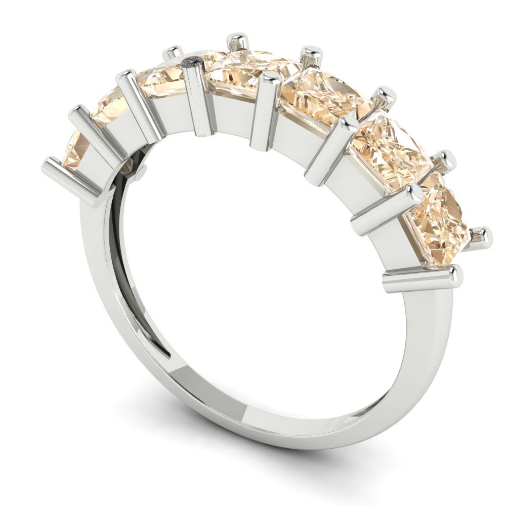 1.75 cttw Natural Morganite Princess Cut White Gold Eternity Wedding Band