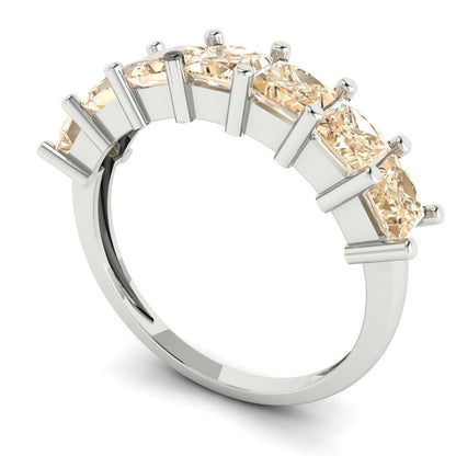 1.75 cttw Natural Morganite Princess Cut White Gold Eternity Wedding Band