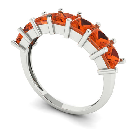 1.75 cttw Simulated Red Diamond Princess Cut White Gold Eternity Wedding Band