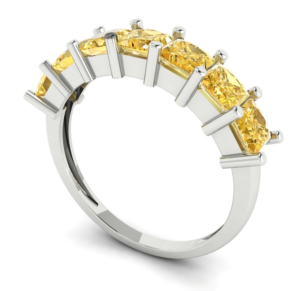 1.75 cttw Yellow Moissanite Princess Cut White Gold Eternity Wedding Band