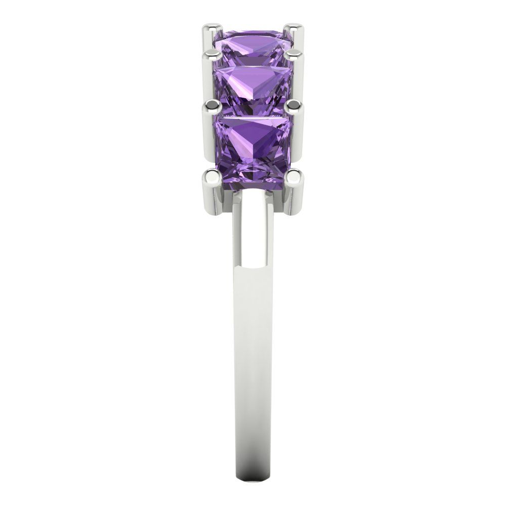 1.75 cttw Simulated Alexandrite Princess Cut White Gold Eternity Wedding Band